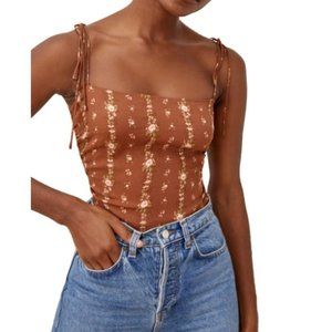 Reformation Lupe Floral Print Camisole In Bosque